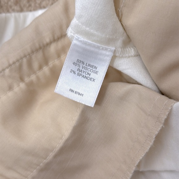 NWT J. Jill High Waisted Linen Blend Straight Cuffed White Pants Size XL Tall - Picture 8 of 9